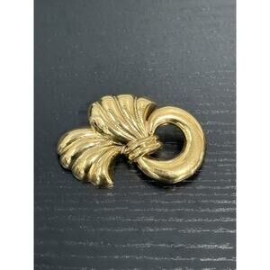 Vintage 80s Gold Tone Brooch Pin w/ Ribbon Bow Design
